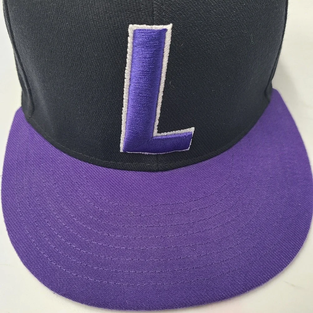 Adidas Hat Fitted L-XL Black Purple‎ Lions L Logo Flat Brim Baseball Casual Men